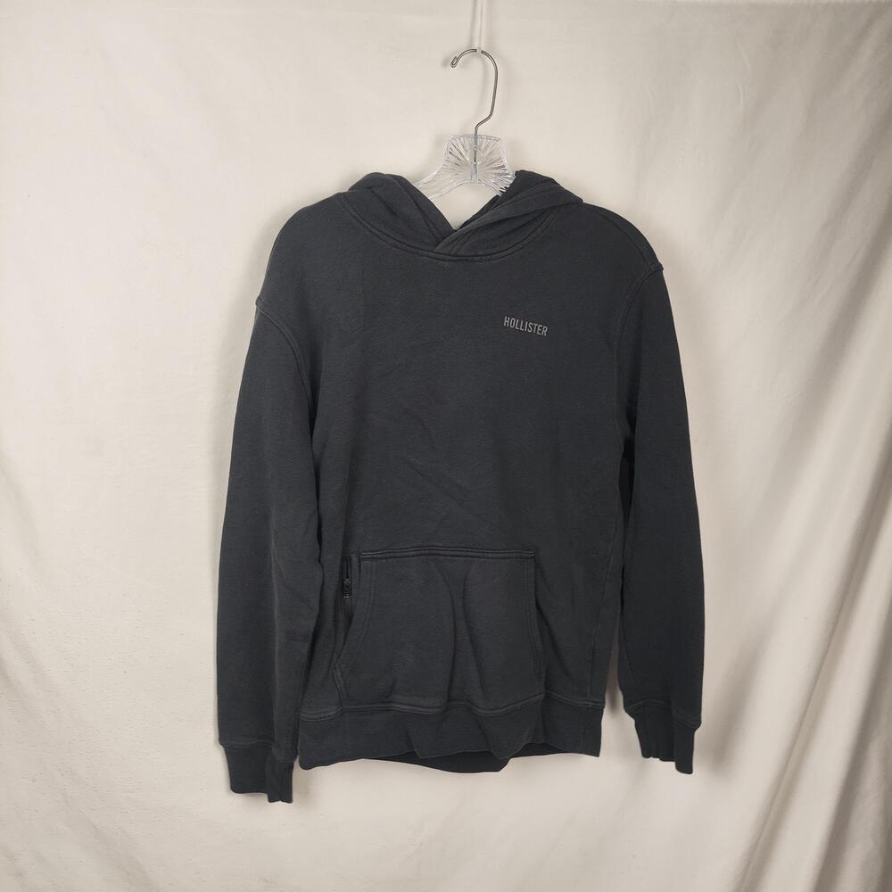 Hollister Hoodie Mens XS Gray Relaxed Fit Pullover Fleece Kangaroo Pocket Logo
